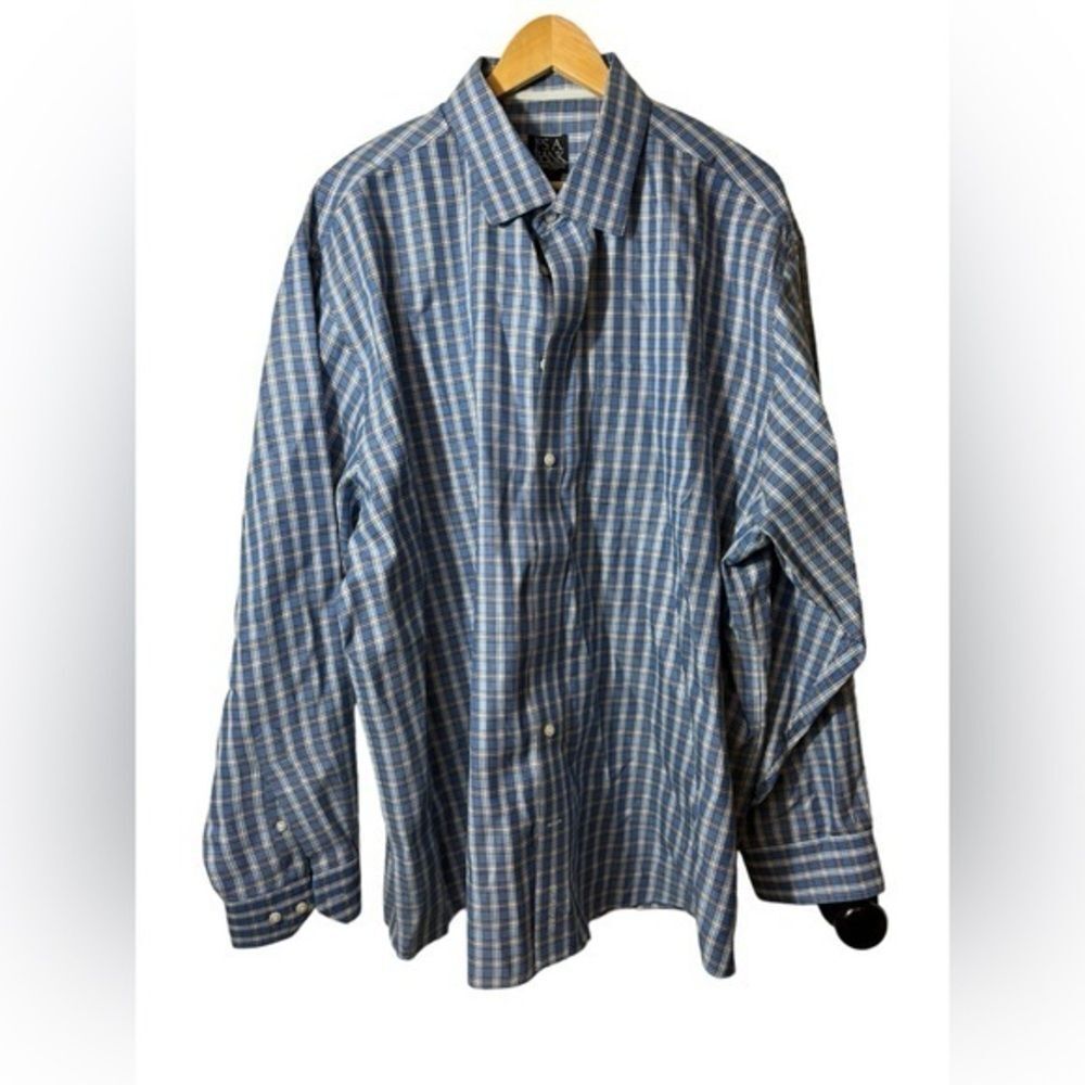 Jos. A. Bank Blue and White Plaid Button-Down Shirt